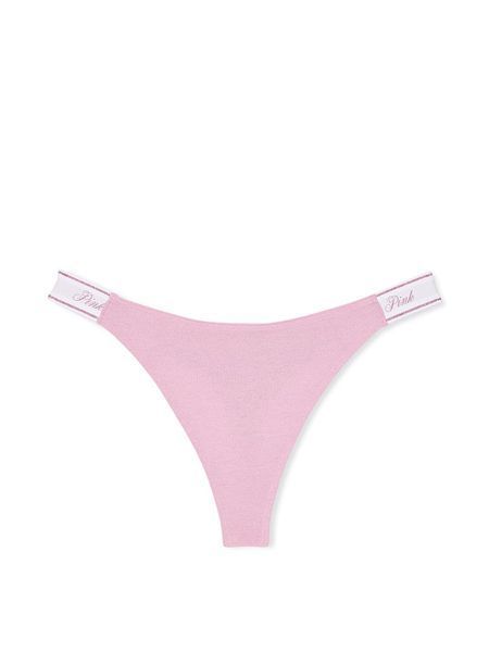 Трусики стрінги PINK Logo Cotton High-Leg Thong Panty Petal Pink XS PN-01-0071 фото