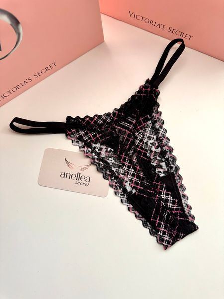 Трусики стрінги Victoria's Secret Lacie String Thong Panty Black Plaid XS PN-01-0206 фото