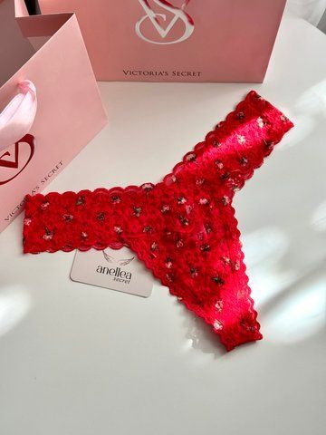 Трусики стрінги Victoria's Secret Lace Thong Panty Floral Red S PN-01-0223 фото